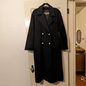 Vintage Pierrette B Long Black Coat Wool Cashmere and Angora